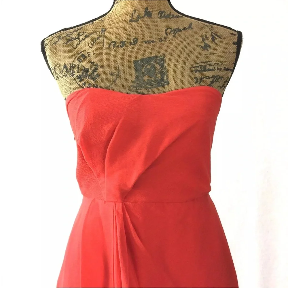 J.‎ Crew Silk Dress 6 Red Orange Strapless